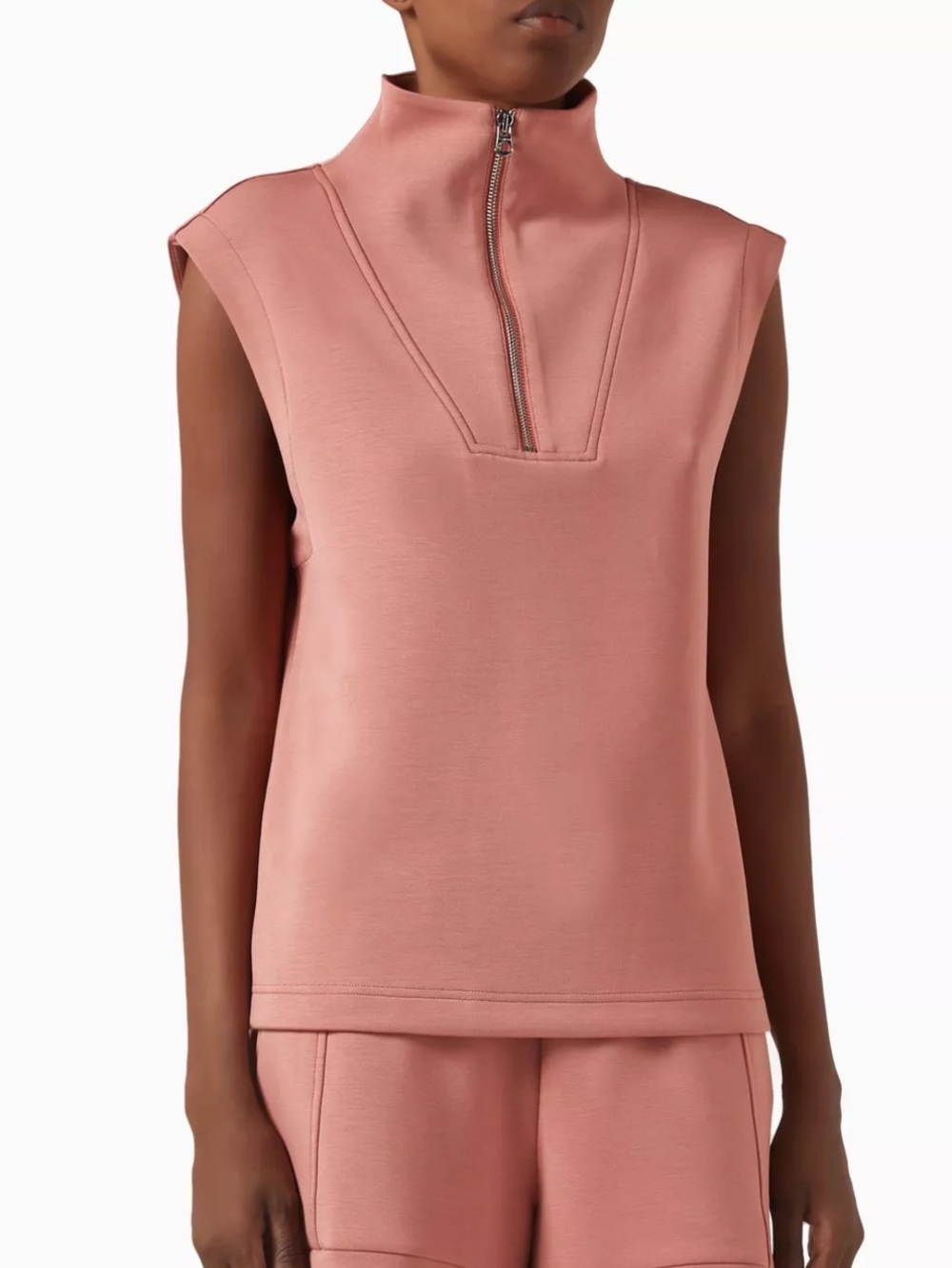 New Varley Sz Medium Pink Doublesoft Magnolia Half Zip Tank 2.0 Blouse Ret $128!